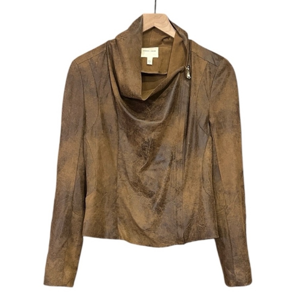 Silence + Noise Urban Outfitters Vegan Faux Leather Distressed Moto Jacket Small - Picture 1 of 9